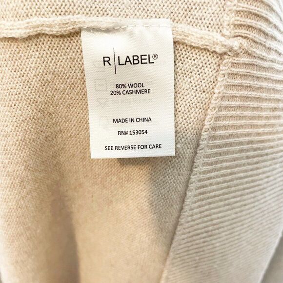 R LABEL Knitted Wool Cashmere Open Front Cardigan Sweater Beige Women's S - Picture 6 of 6